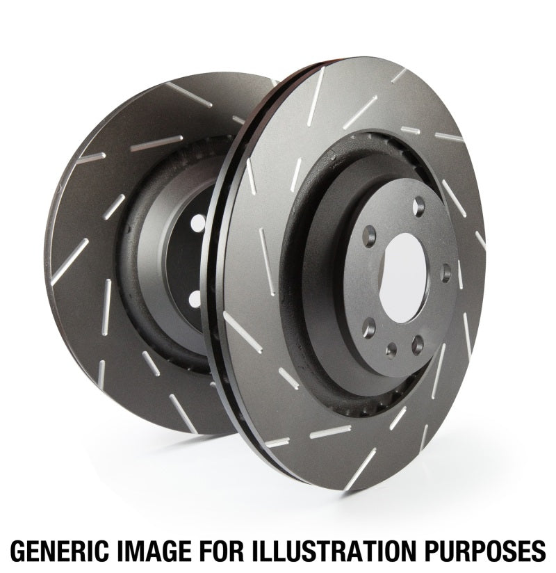 EBC 12+ Kia Sportage 2.0 Turbo (FWD) USR Slotted Front Rotors - USR7665 for 2012-2018 Kia Sportage - angle view