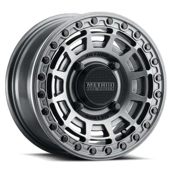 Method MR415 Beadlock 15x10 / 6+4/25mm Offset / 5x4.5 / 76 CB Graphite Wheel - Gloss Graphite Ring - MR415510121264B by Metho