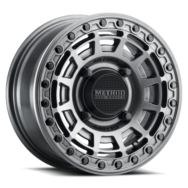 Method MR415 Beadlock 15x7 / 5+2/38mm Offset / 4x136 / 106mm CB Graphite Wheel - Gloss Graphite Ring - MR415570471252B