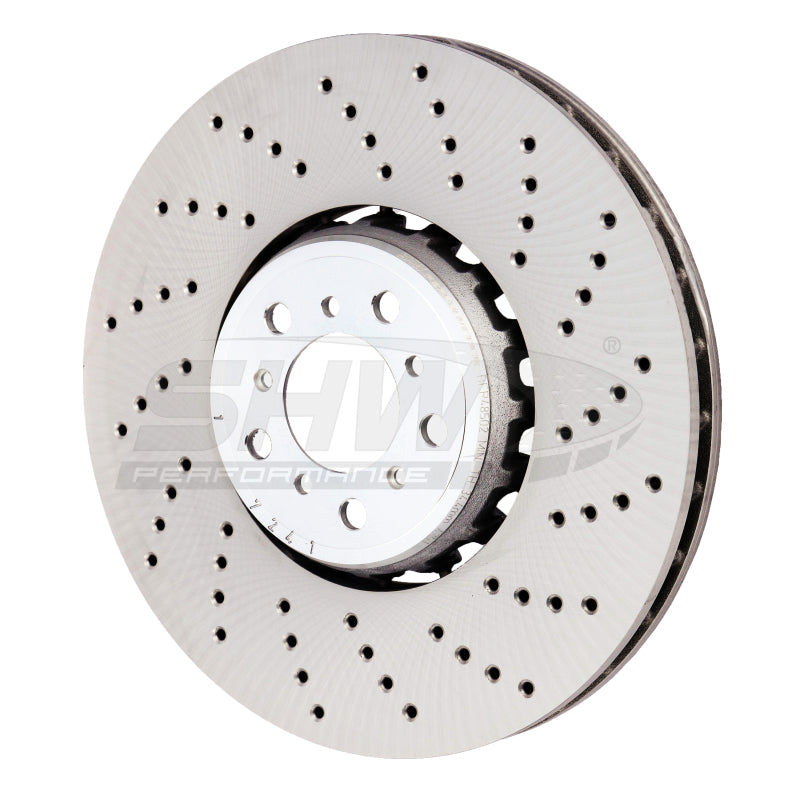 SHW 15-18 BMW X5 M 4.4L Right Front Cross-Drilled Lightweight Brake Rotor (34112284902) - BFR48502