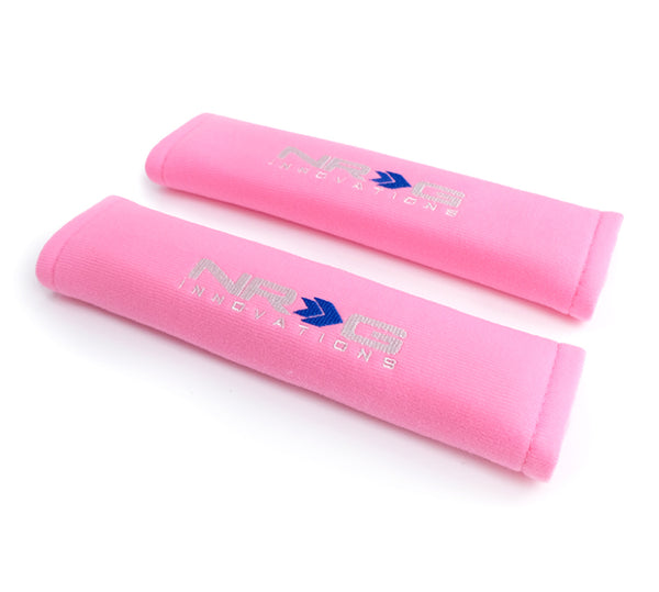 NRG Seat Belt Pads 2.7in (Wide) X 11in - Pink (2 Piece) Short - SBP-27PK - front view