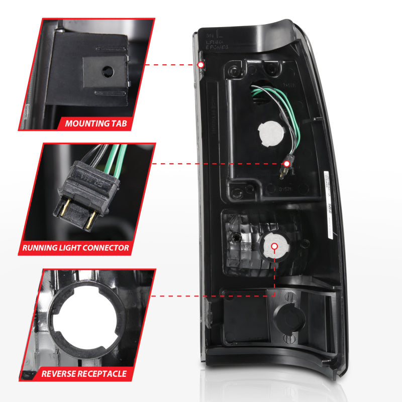 ANZO 2003-2006 Chevy Silverado 1500 LED Taillights Plank Style Black w/Smoke Lens - 311328