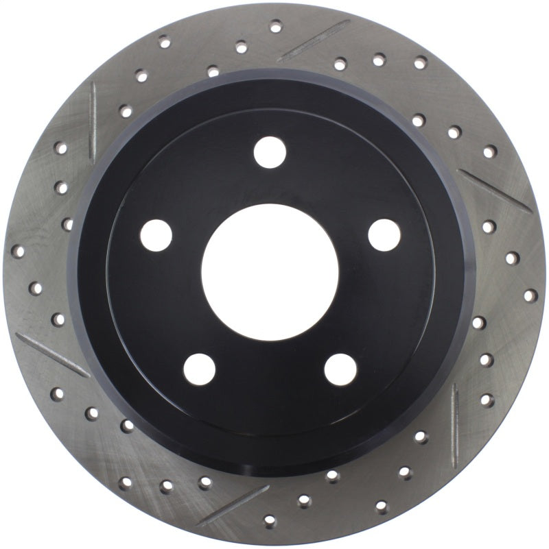 StopTech Power Slot 07-13 Jeep Wrangler Rear Right Drilled &amp; Slotted Rotor - 127.67067R