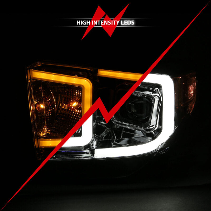 ANZO 14-17 Toyota Tundra Plank Style Projector Headlights Chrome w/ Amber - 111415