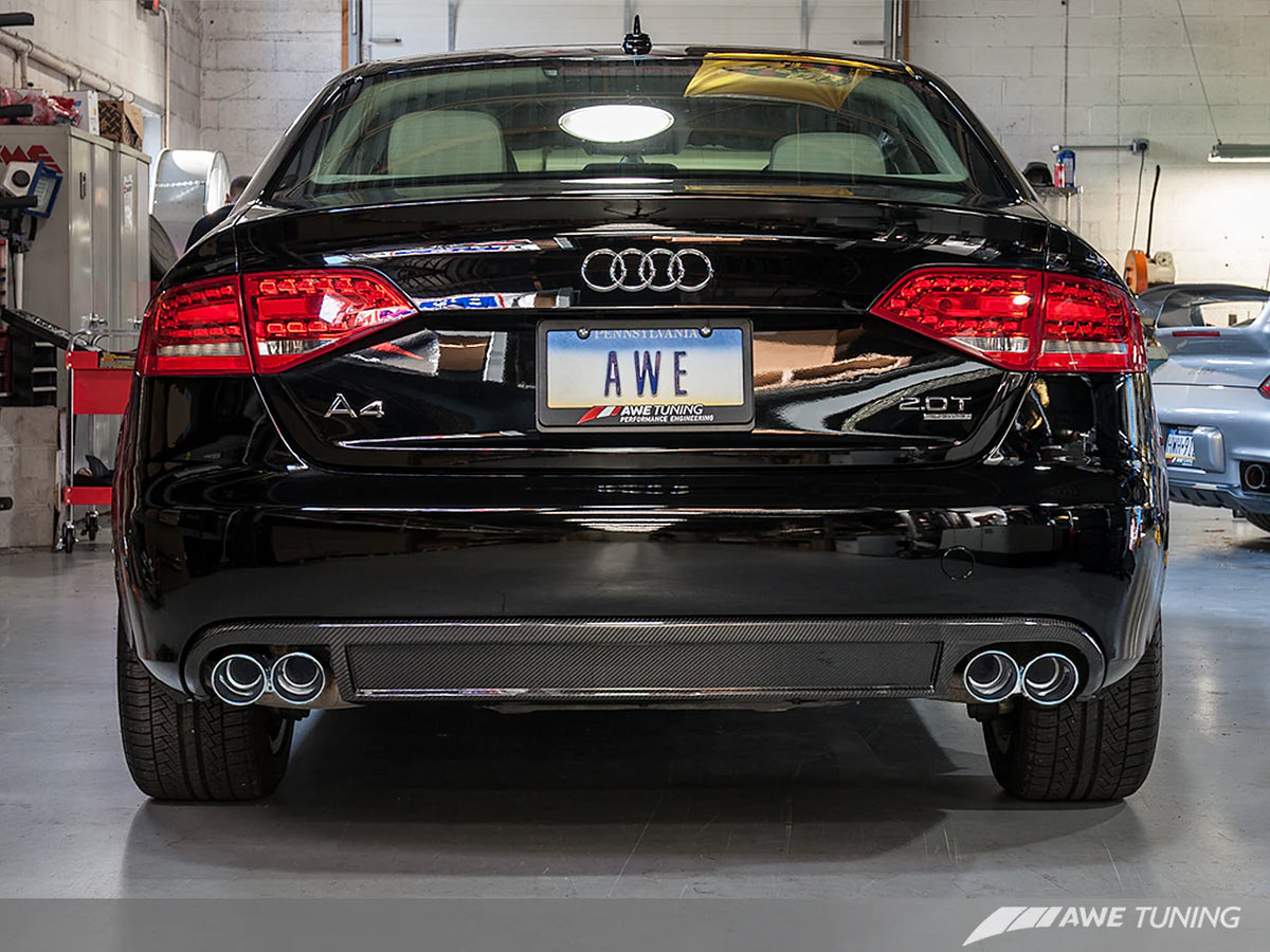 AWE Tuning Audi B8 A4 Touring Edition Exhaust - Quad Tip Diamond Black Tips - Does not fit Cabriolet