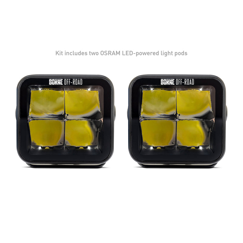 Borne Off-Road Light Pods (Kit of 2) 3x3 Spot - BNLT-LP33-2S