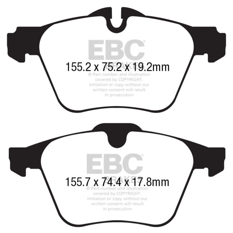 EBC 13+ Jaguar F-Type (Cast Iron Rotors Only) 3.0 Supercharged (340) Yellowstuff Front Brake Pads - DP42189R