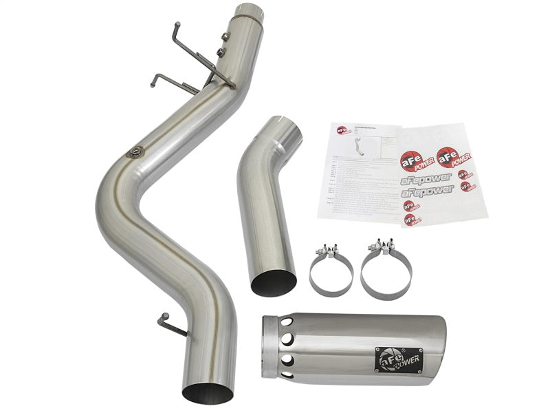 aFe ATLAS 5in DPF-Back Aluminized Steel Exhaust System w/Polished Tips 2017 GM Duramax 6.6L (td) L5P - 49-04085-P