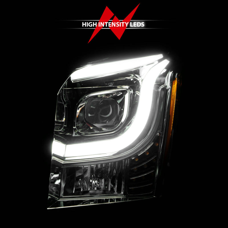 ANZO 2015-2017 GMC Yukon XL Projector Headlights W Lightbar - Chrome/Amber - 111536