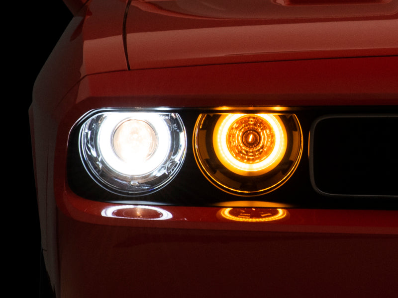 Raxiom 08-14 Dodge Challenger Dual LED Halo Projector Headlights- Black Housing (Clear Lens) - CH3684