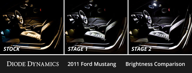 Diode Dynamics 10-14 d Mustang Interior LED Kit Cool White Stage 1 - DD0513 for 2010-2014 Ford Mustang - angle view