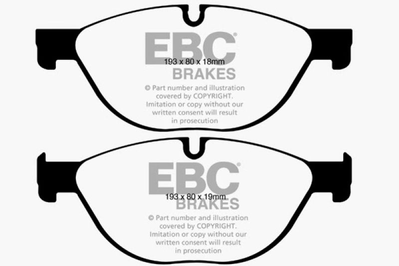EBC 12-13 BMW 528 2.0 Turbo (F10) Performance Greenstuff Front Brake Pads - DP22019
