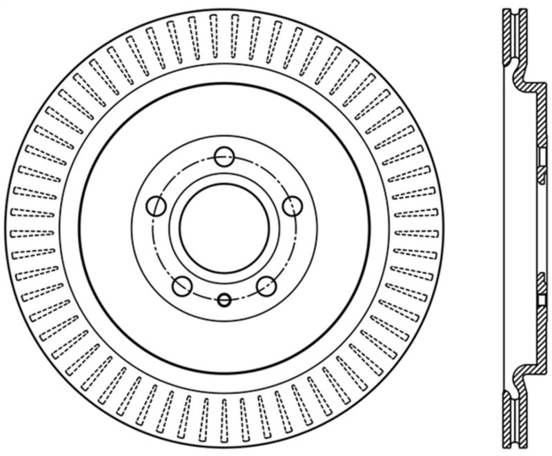 StopTech Premium High Carbon 13-14 Ford Mustang/Shelby GT500 Left Rear Disc Slotted Brake Rotor - 126.61105SL