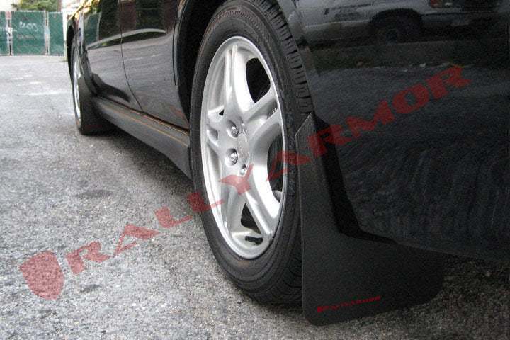 Rally Armor 02-07 Subaru WRX/STI/RS/2.5i (wagons req mod) Basic Black Mud Flap w/ Black Logo - MF1-BAS-BLK