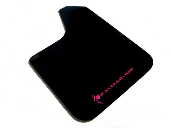 Rally Armor Universal Fit (No Hardware) Basic Black Mud Flap w/ Pink Logo - MF12-BAS-BCPK by Rally Armor - front view