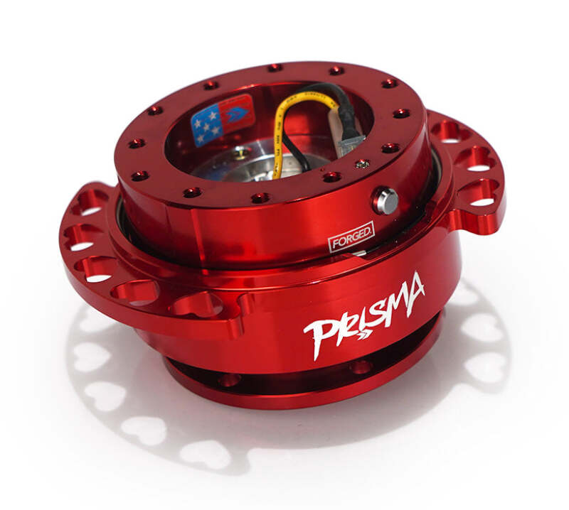 NRG Quick Release Kit - Red Body/ Red Heart Cutout Ring - SRK-222RD-RD - front view