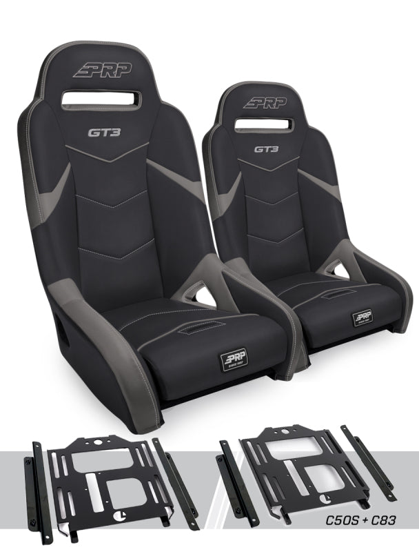 PRP Polaris RZR 570 GT3 Suspension Seats Kit (Pair) - Black & Gray - A7301-PORXP-C50S-203