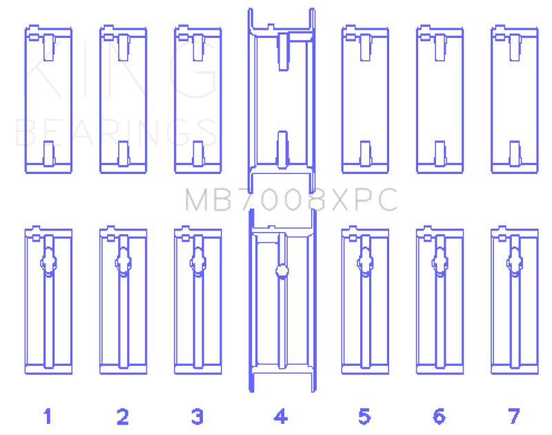 King Nissan 2.5L RB25DET 24V (Size .026) Coated Performance Main Bearing Set - MB7008XPC.026