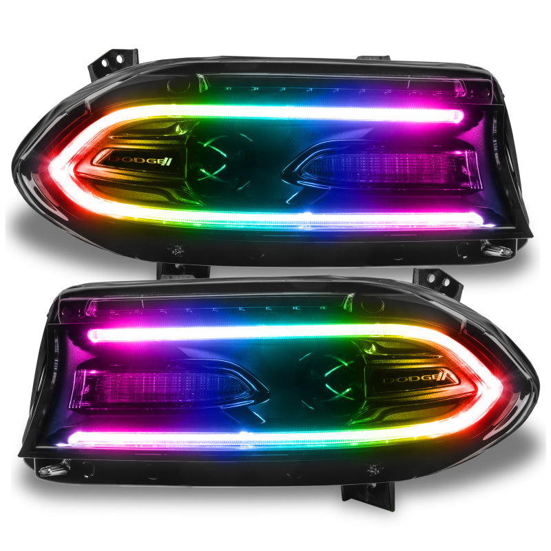 Oracle 15-21 Dodge Charger RGB+W DRL Headlight DRL Kit - ColorSHIFT w/ Simple Cntrl SEE WARRANTY - 1443-504