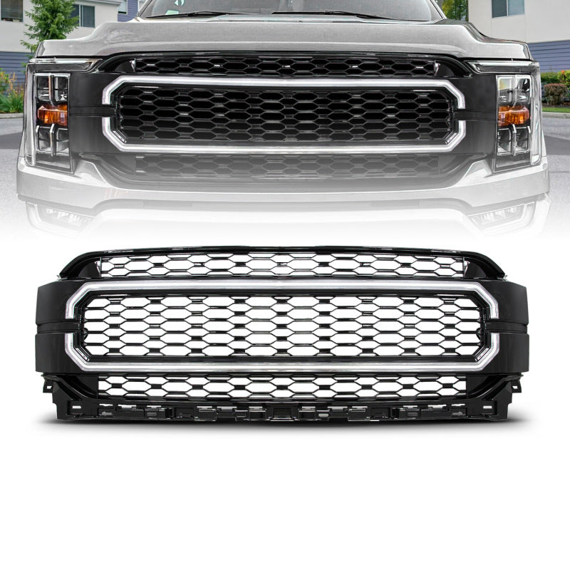 Anzo 21-23 Ford F150 Black Housing Full LED Light Tube Front Grille - 901029