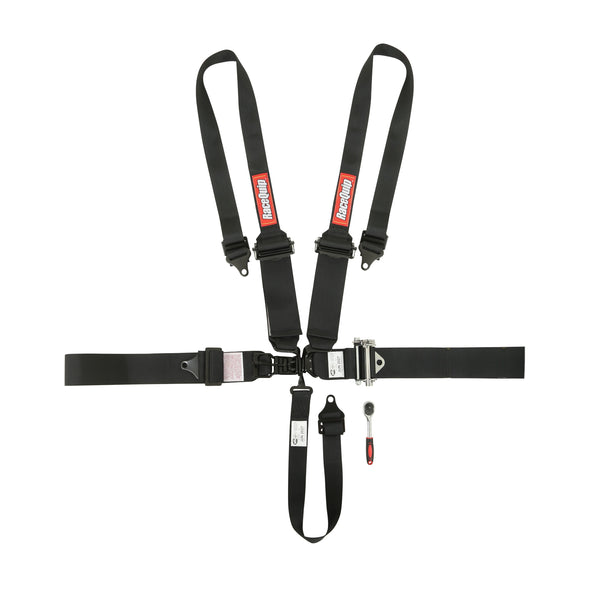 RaceQuip L & L 5pt Ratchet HNR Harness Black