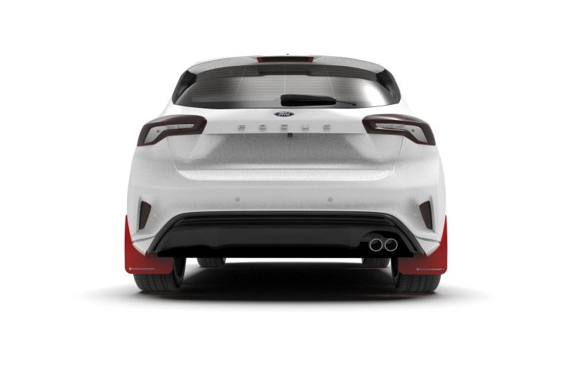 Rally Armor 19-24 Ford Focus ST MK4 Red UR Mud Flap w/White Logo - MF77-UR-RD/WH