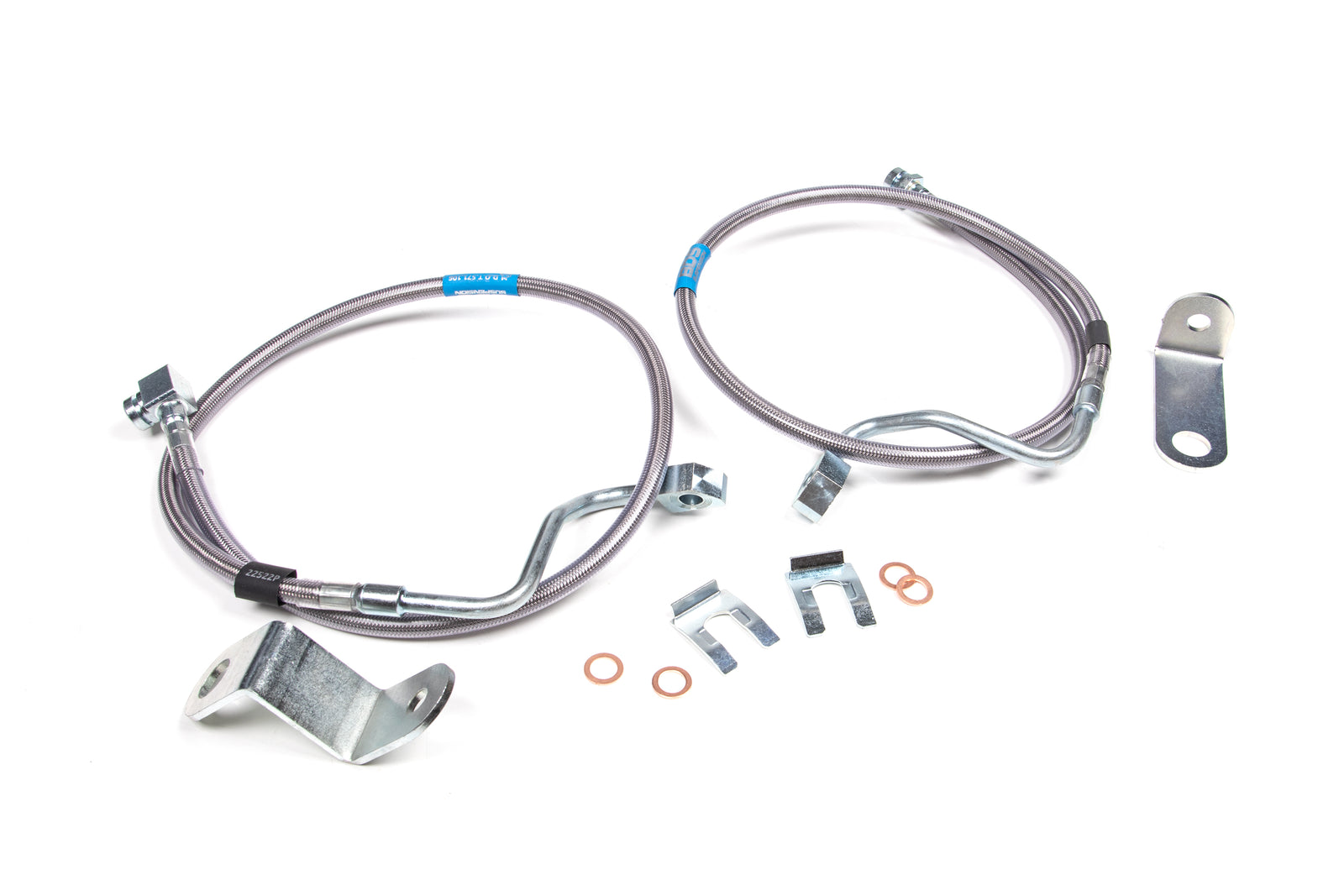 BDS Suspension Front Brake Line Set - Stainless Steel | Fits 6-8 Inch Lift | 2005-2007 Ford F250/F350 Super Duty 4WD