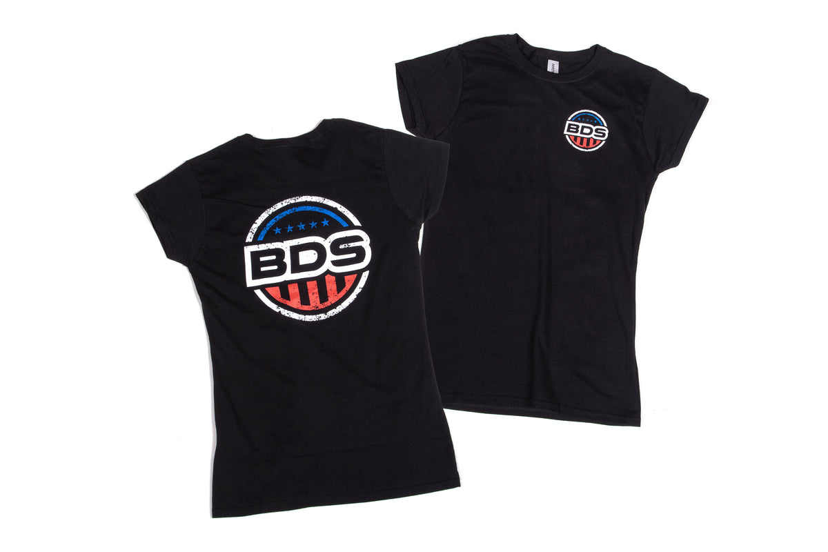 BDS Suspension Black T-shirt Patriotic BDS Logo Womens - X-large