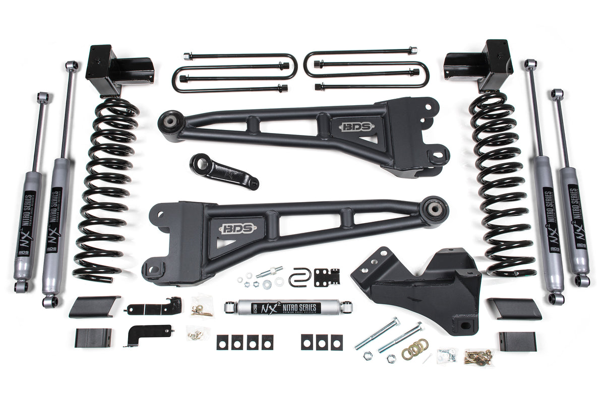 BDS Suspension 4 Inch Lift Kit w/ Radius Arm | Ford F250/F350 Super Duty (17-19) 4WD | Diesel