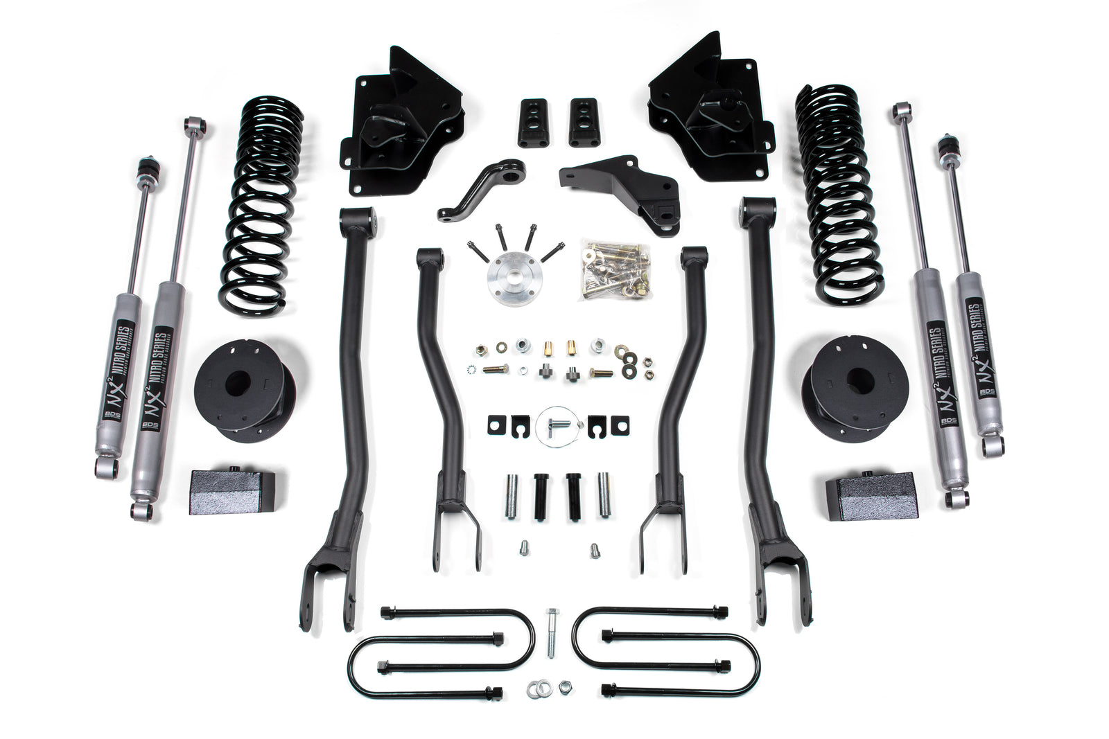 BDS Suspension 4 Inch Lift Kit w/ 4-Link | Ram 3500 w/ Rear Air Ride (13-18) 4WD | Diesel