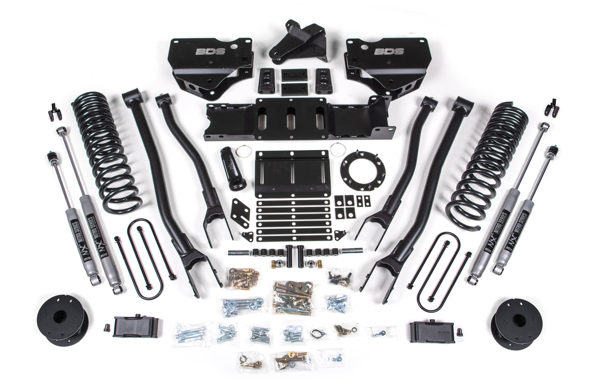 BDS Suspension 4 Inch Lift Kit w/ 4-Link | Ram 3500 w/ Rear Air Ride (19-24) 4WD | Gas