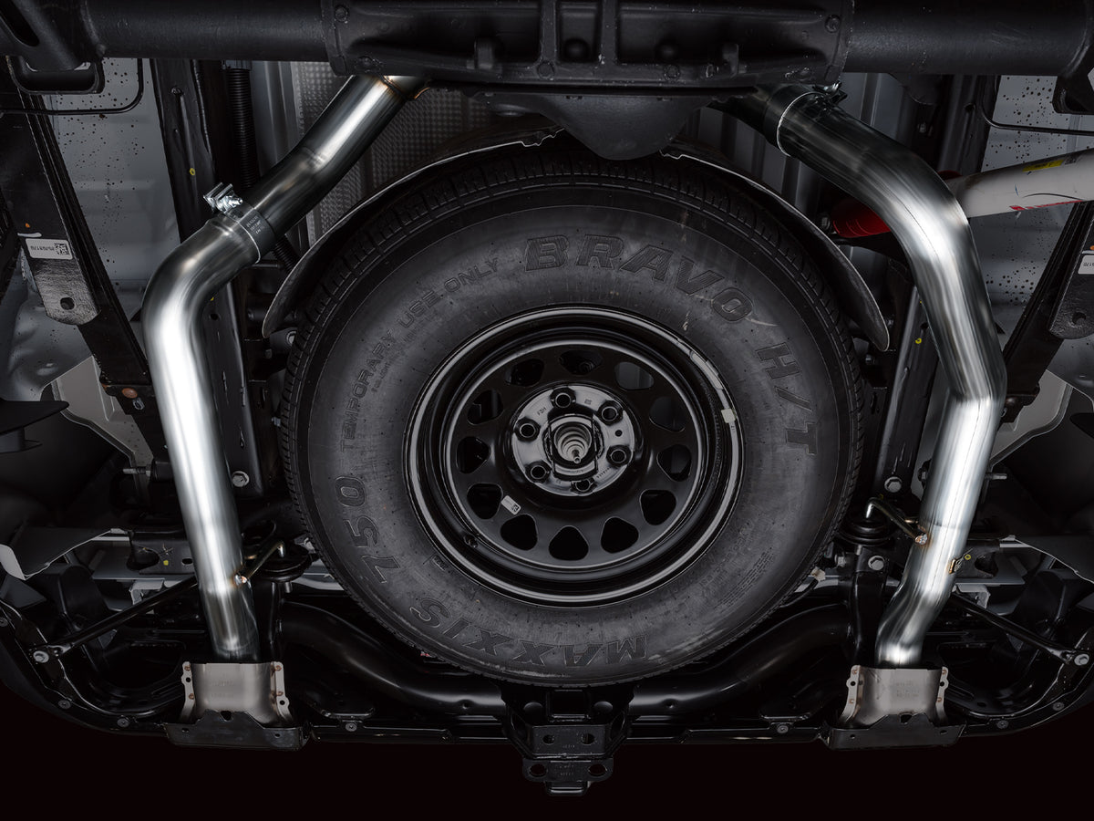 AWE 4th Gen GM 1500 5.3L 0FG Catback Split Rear Exit (w/ Bumper Cutouts) - OE Tips - 3015-31200