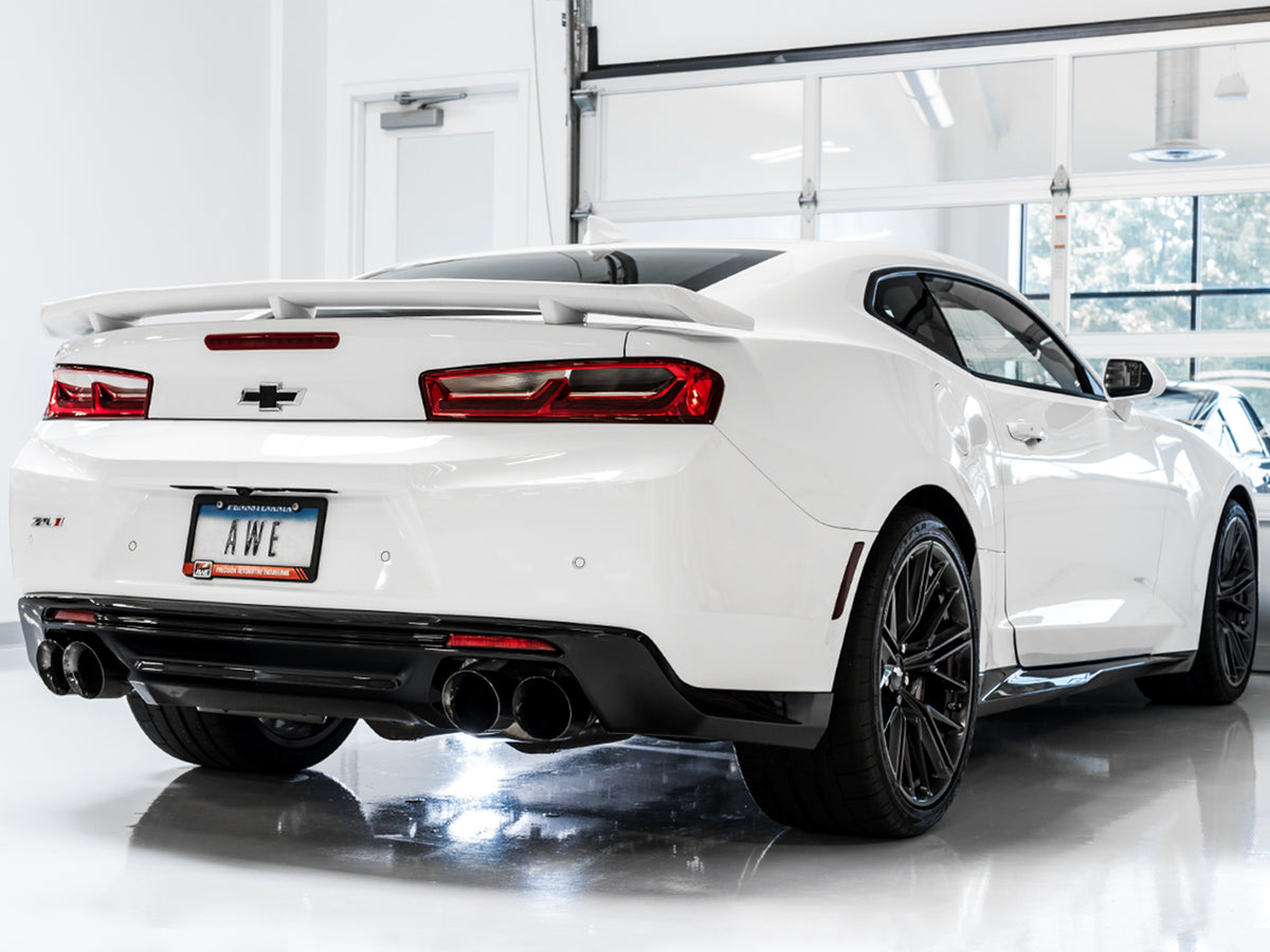 AWE Tuning 16-19 Chevy Camaro SS Non-Res Cat-Back Exhaust - Track Edition (Quad Diamond Black Tips) - 3020-43074