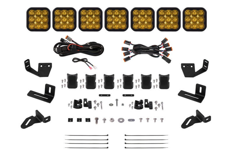 Diode Dynamics Prinsu/Sherpa Roof Racks-SS5 7-Pod CrossLink Mounting Kit - Pro Yellow Driving - DD7831