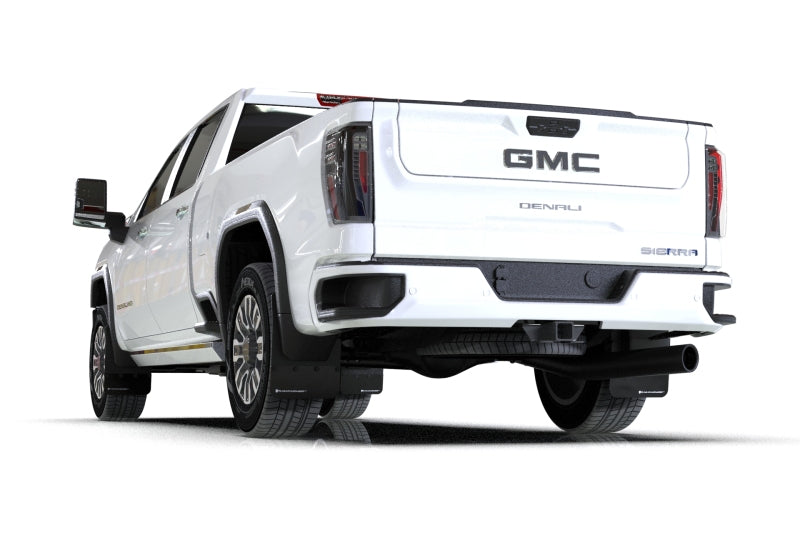 Rally Armor 20-24 GMC Sierra 2500/3500 HD Denali Black Mud Flap w/Metallic Black Logo - MF131-BLK-MBK