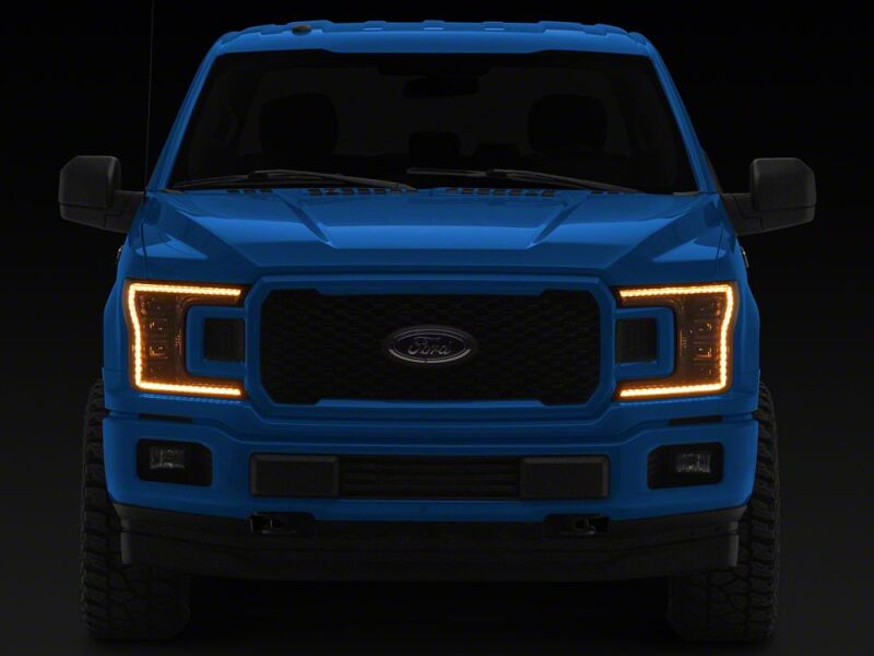 Raxiom 18-20 Ford F-150 CXR Series LED Headlights with Amber DRL- Black Housing- Clear Lens - T593911 - close-up view 8