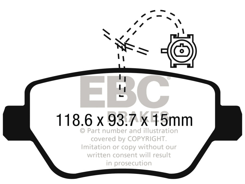 EBC 2014-2016 Maserati Ghibli 3.0L Twin Turbo (330) Redstuff Rear Brake Pads - DP32258C
