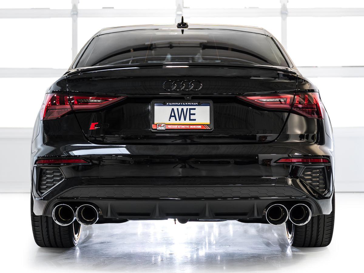 AWE 22-24 Audi 8Y S3 Track Edition Exhaust  - Chrome Silver Tips - 3020-42897