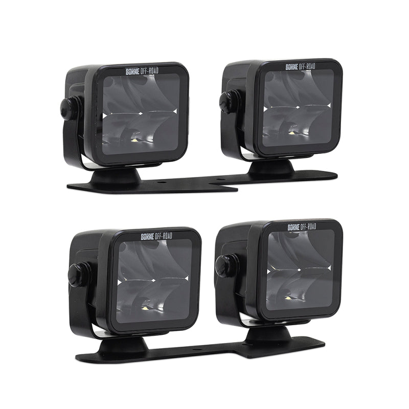 Borne Off-Road 21+ Bronco Light Pods 4pc Ditch 3x3 Spot Upfit - BNLT-BR-21-DT4SU