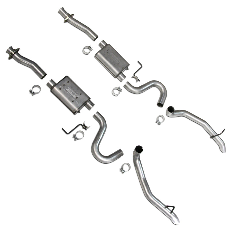 BBK 87-93 Mustang GT Cat Back Kit Varitune Mufflers - Aluminized turn downs - 3002