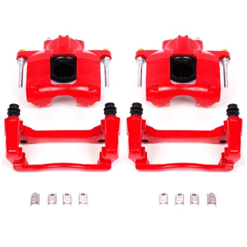 Power Stop 07-18 Jeep Wrangler JK Front Red Calipers w/Brackets - Pair - S5044
