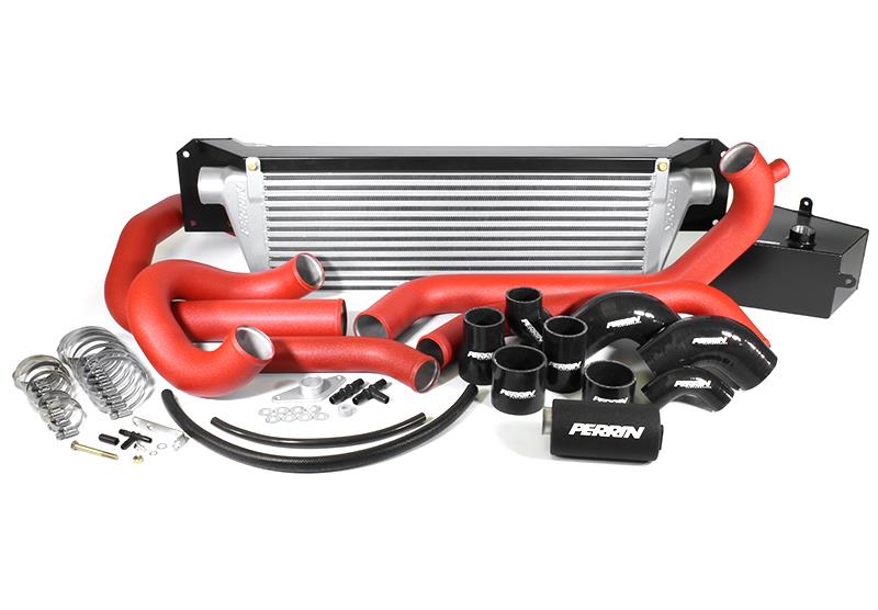 Perrin Performance 2015-2017 Subaru STI FMIC Red Boost Tubes w/ Black Silicone Couplers - PSP-ITR-438-2RD/BK