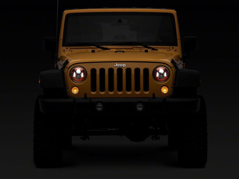 Raxiom 07-18 Jeep Wrangler JK 7-In LED Headlights- Red Housing- Clear Lens - J154701