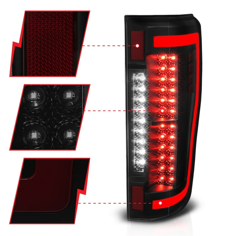 ANZO 2017+ Ford F-250 LED Taillights - Black/Smoke - 311288