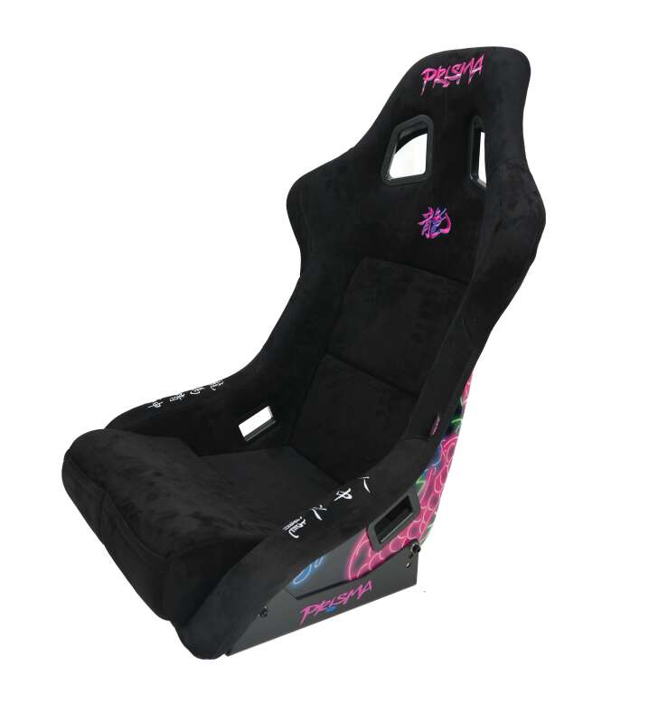 NRG FRP Bucket Seat (Large) Black Alcantara w/ Dragon Livery - FRP-302BK-DRGN-N - front view