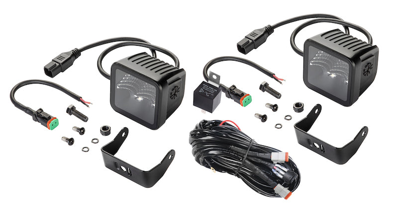 Hella Universal Black Magic 3.2in L.E.D. Cube Kit - Flood Beam - 358176811