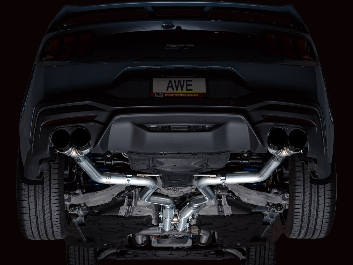 AWE 2024 Ford Mustang GT Fastback S650 RWD Track Edition Catback Exhaust w/ Quad Diamond Black Tips - 3020-43650