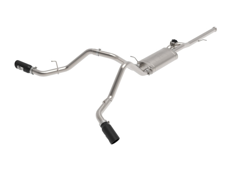 aFe Gemini XV 3in 304 SS Cat-Back Exhaust w/ Cutout 14-19 GM Trucks 4.3L/5.3L w/ Black Tips - 49-34132-B