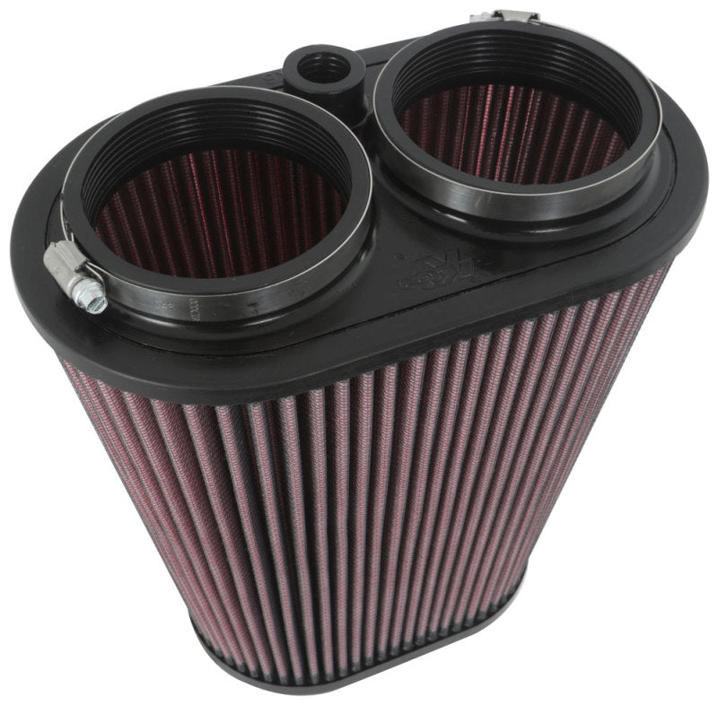 K&amp;N Universal Clamp-On Air Filter 3-1/8in Dual FLG  8-7/8in X 5-3/16 B 6-1/4in X 4IN T, 9inH W/STUD - RU-1012