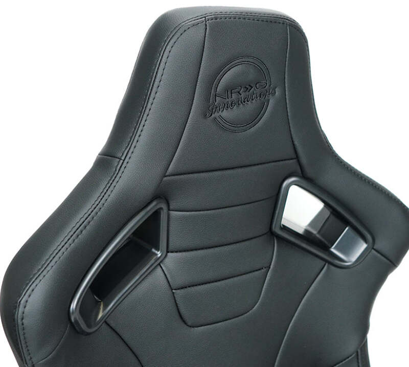 NRG Omega Reclinable Racing Seat (Pair) Black with Black Carbon Vinyl Back - RSC-750BK/BK L/R - close-up view 2 3 4 5 6 7